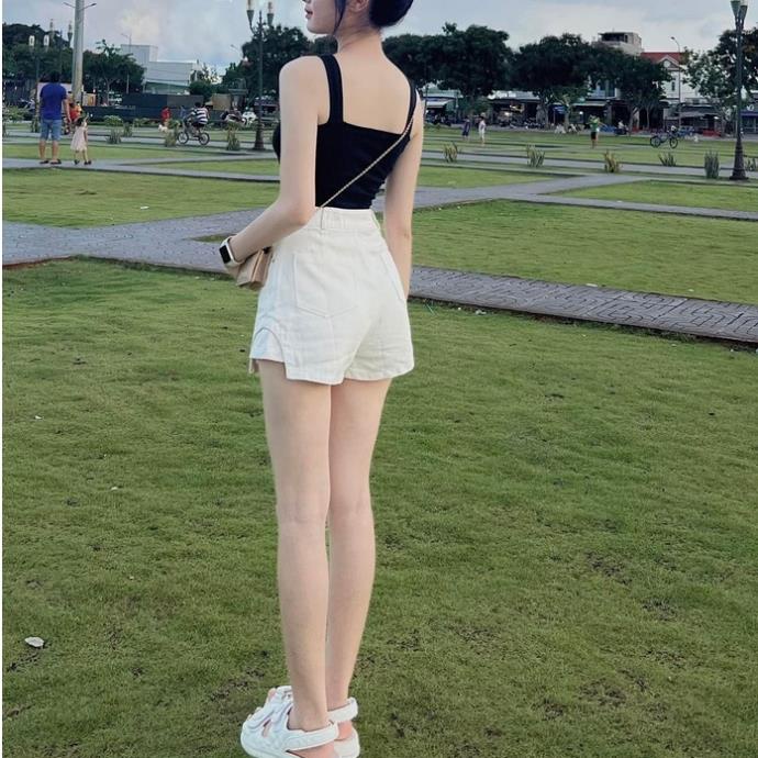 Quần giả váy kaki cạp cao dành cho nữ, quần đùi giả váy siêu dễ phối đồ - QO023