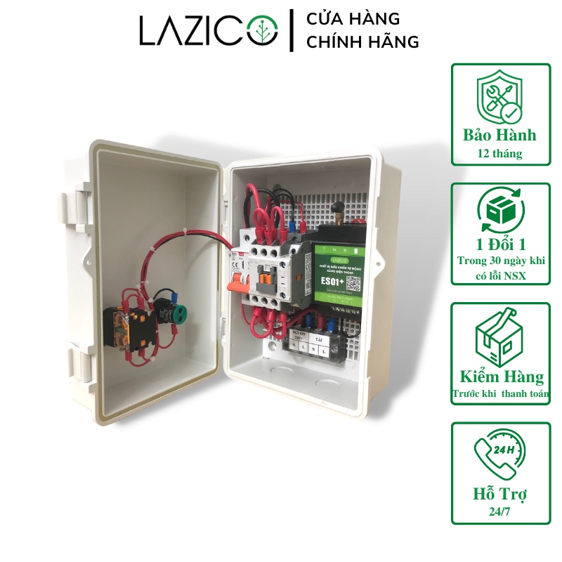 Tủ điều khiển từ xa qua điện thoại cho máy bơm 220V, công suất 3hp - 10hp dùng app LAZICO LZ1B+