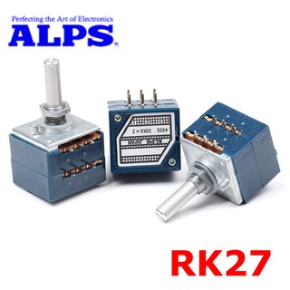 Chiết Áp Công Tắc Xoay 6 Chấu 10K 20K 50K 100K 250K 500K ALPS RK27 10~500KAX2 Chuyên Dụng