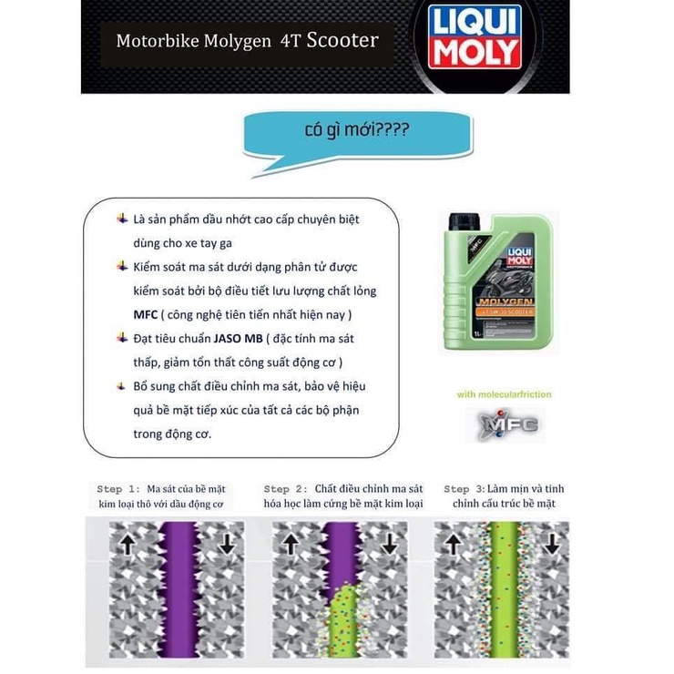Dầu Nhớt Cao Cấp Xe Máy Tay Ga Liqui Moly MotorBike Molygen 4T SCOOTE 5W-30 - 10W-40 Api SN Plus Jaso MB Made in Germany