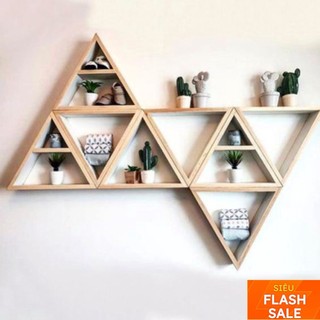 Combo 2 Kệ Treo Tường Hình Tam Giác Lớn Nhỏ 🍉KHUYẾN MÃI🍉Trang Trí Gỗ thông Tự Nhiên