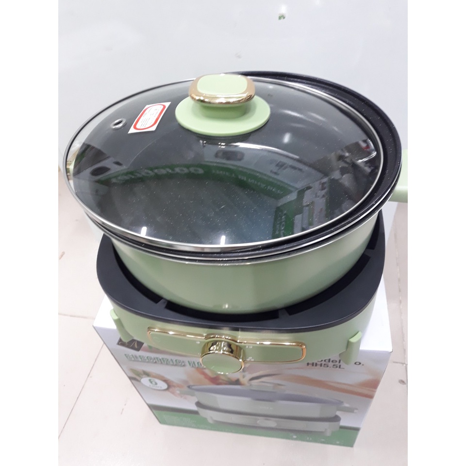 Nồi lẩu điện đa năng Arber dung tích 6 lít HH5.5LGREEN hàng chính hãng bảo hành 12 tháng