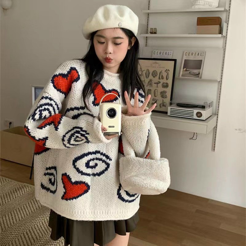 ÁO LEN HỌA TIẾT FORM RỘNG BIG SIZE TAY DÀI ÁO LẠNH UNISEX DẠO PHỐ GIÁNG SINH NOEL ÁO ĐÔI ÁO CẶP THU ĐÔNG