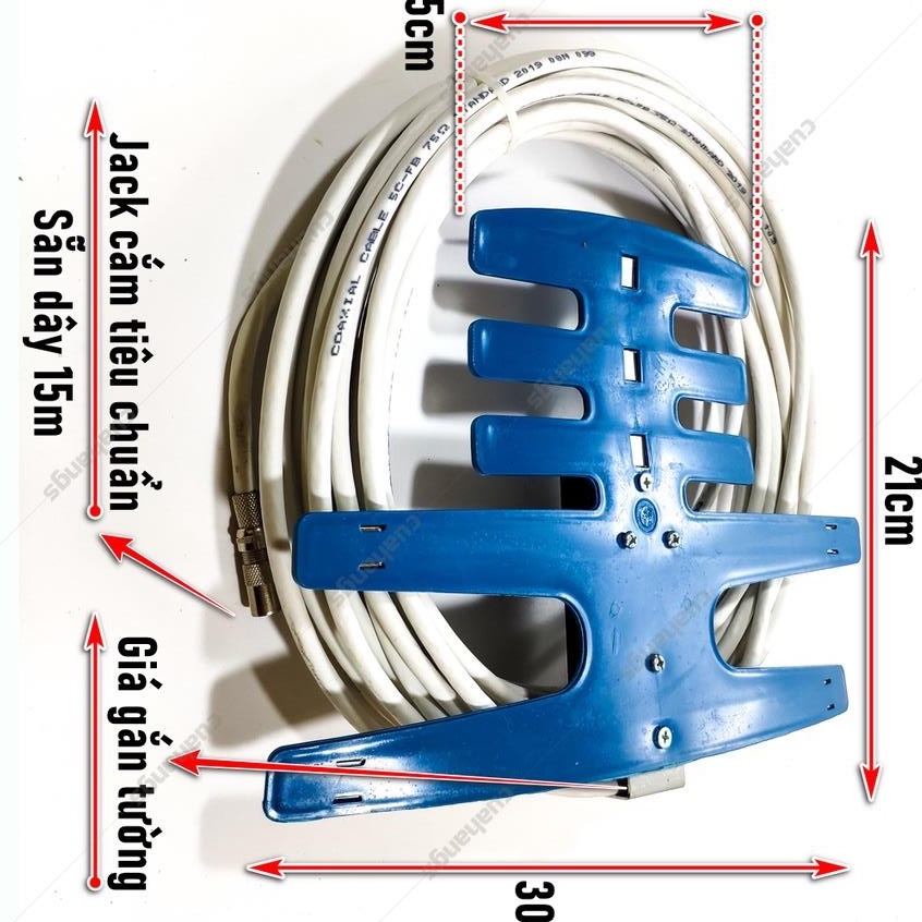 Anten TIVI INTERNET 15m -Anten DVB T2 thu truyền hình kỹ thuật số mặt đất DVB-T2 NAN XANH kèm dây 15 mét - Anten DVB T2