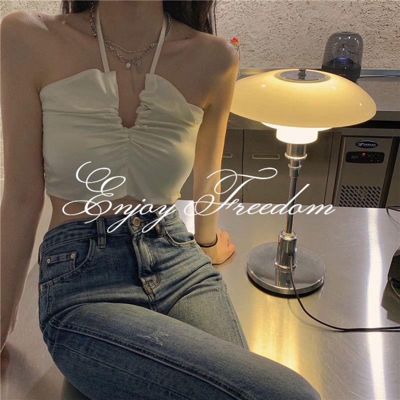 Áo Hai Dây Cổ Chữ V Quyến Rũ Thời Trang Phong Cách Retro Hàn Quốc Cho Nữ