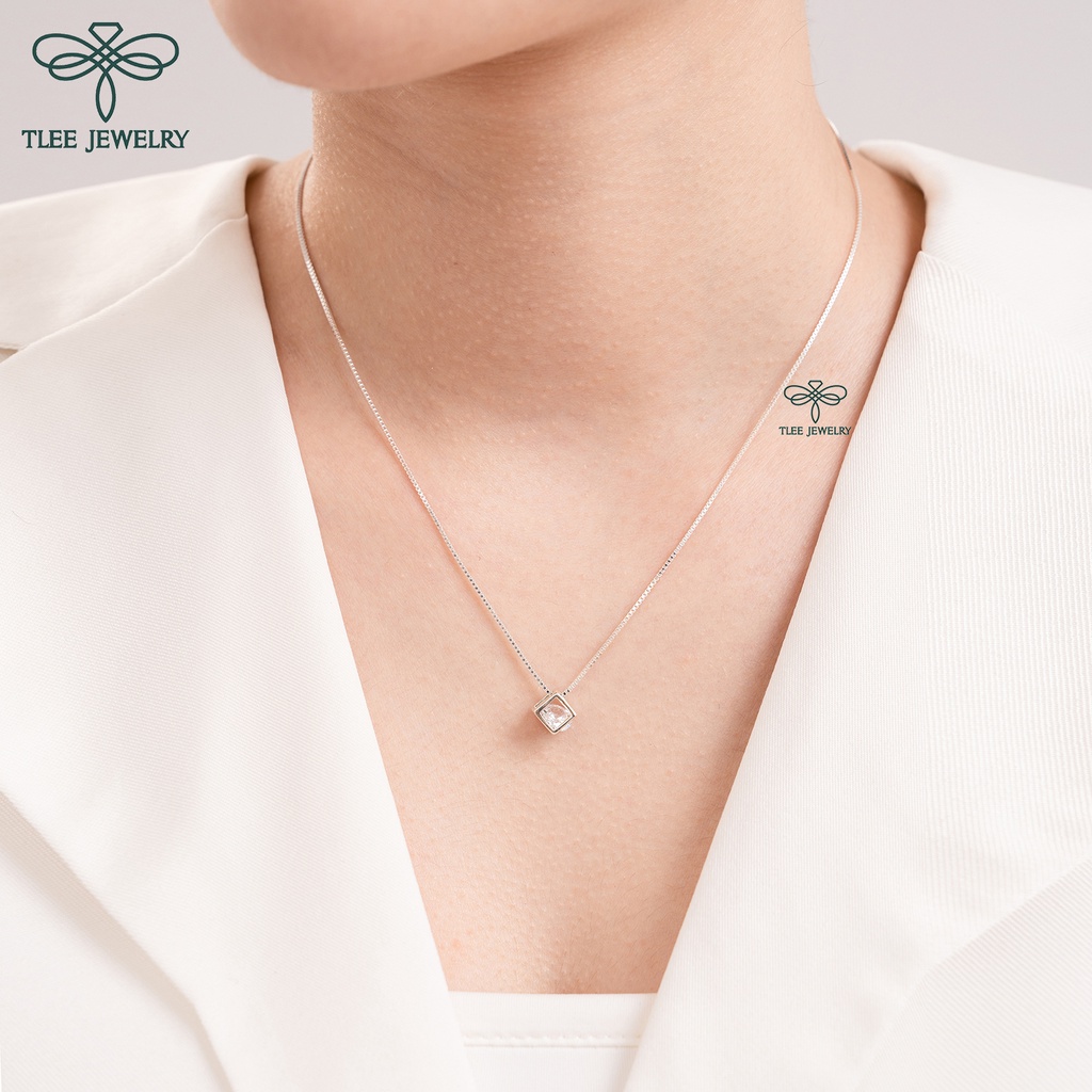 Dây chuyền bạc nữ TLEE lập phương đính đá Cube xinh xắn TleeJewelry D0136