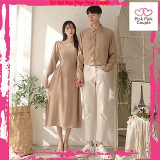 Đồ đôi nam nữ đẹp Set Váy nữ sơ mi nam đôi Hàn Quốc