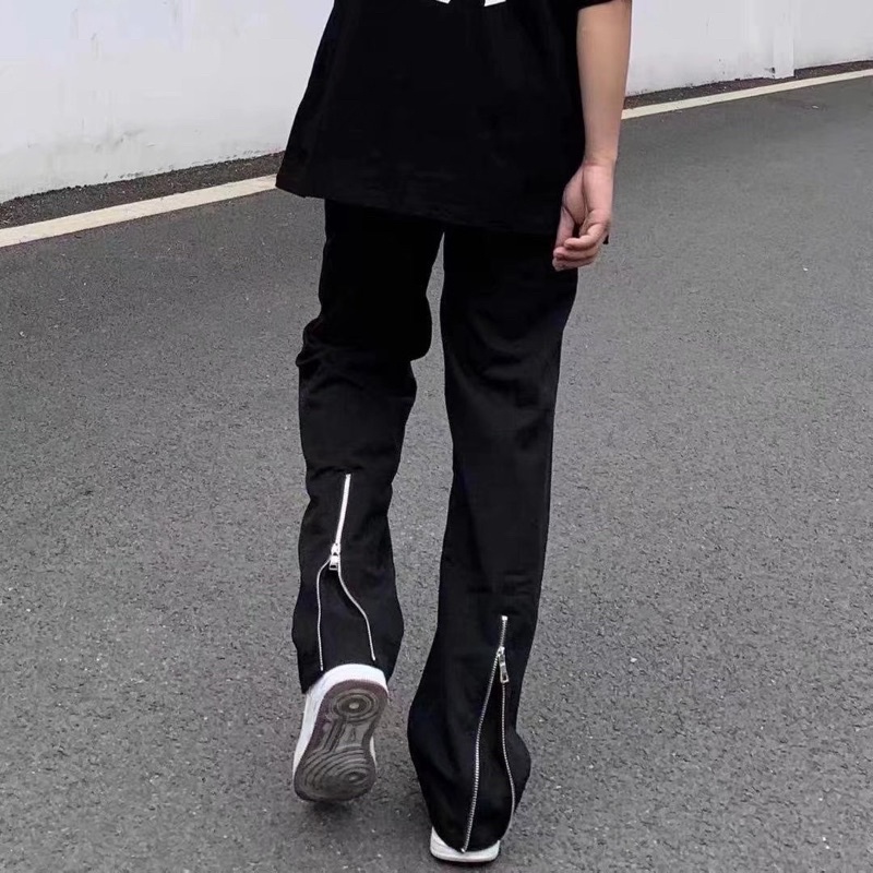 Quần jean có zipper sau ống phong cách streetwear Quixotic