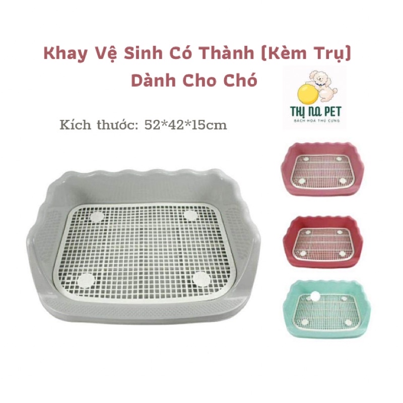 Khay Vệ Sinh Có Thành Cho Chó - Kèm Trụ