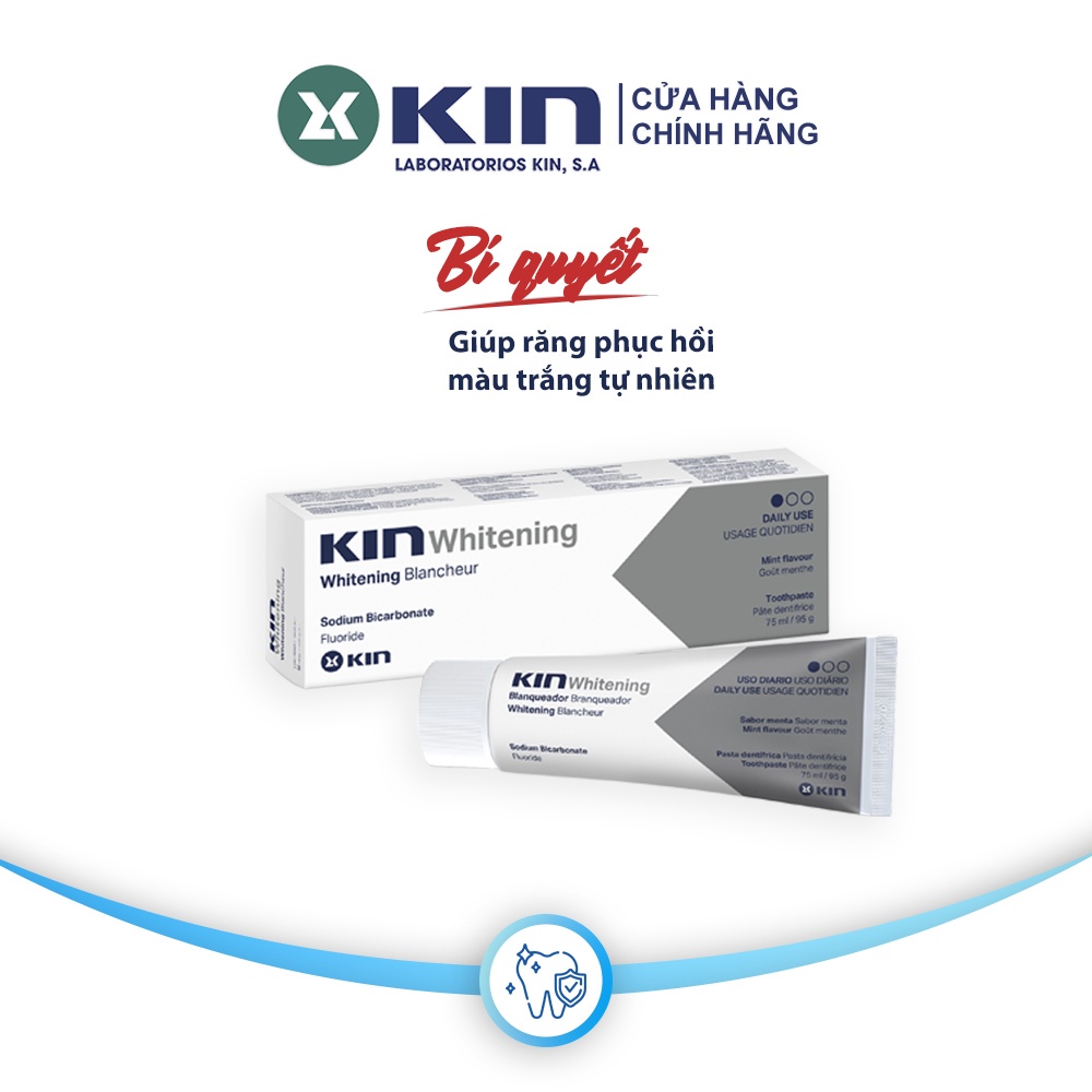 Kem Đánh Răng Làm Trắng Răng Kin Whitening Giảm Ố Vàng, Loại Bỏ Mùi Hôi, Giúp Răng Trắng Sáng Tự Nhiên 75ml