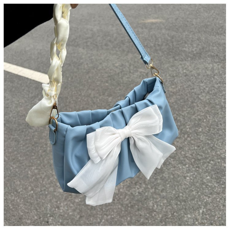 AlphaZ Túi Đeo Vai Xếp Ly Bằng Da PU Phối Dây Xích Thời Trang Phong Cách Hàn Quốc