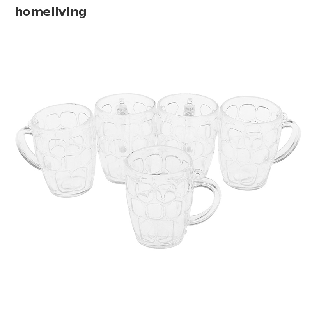Set 5 Ly Rượu / Bia Bằng Nhựa Trong Suốt Tỉ Lệ 1: 12 Trang Trí Nhà Búp Bê