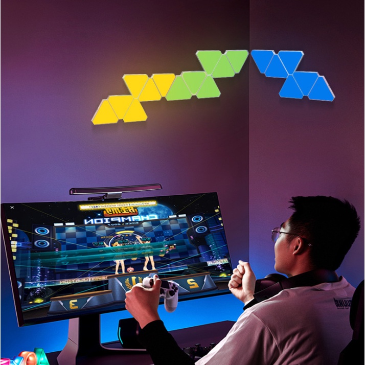 Đèn Led Tam Gíac Decor Gaming nano leaf nhảy theo nhạc 5 chế độ đèn + remote + đầu sạc + dây fullbox phụ kiện