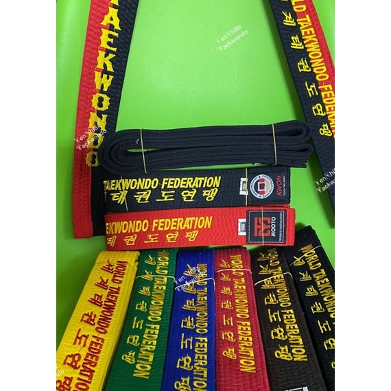 Đai Taekwondo vải loại dày đủ kích thước. Tặng kèm móc khoá Taekwondo