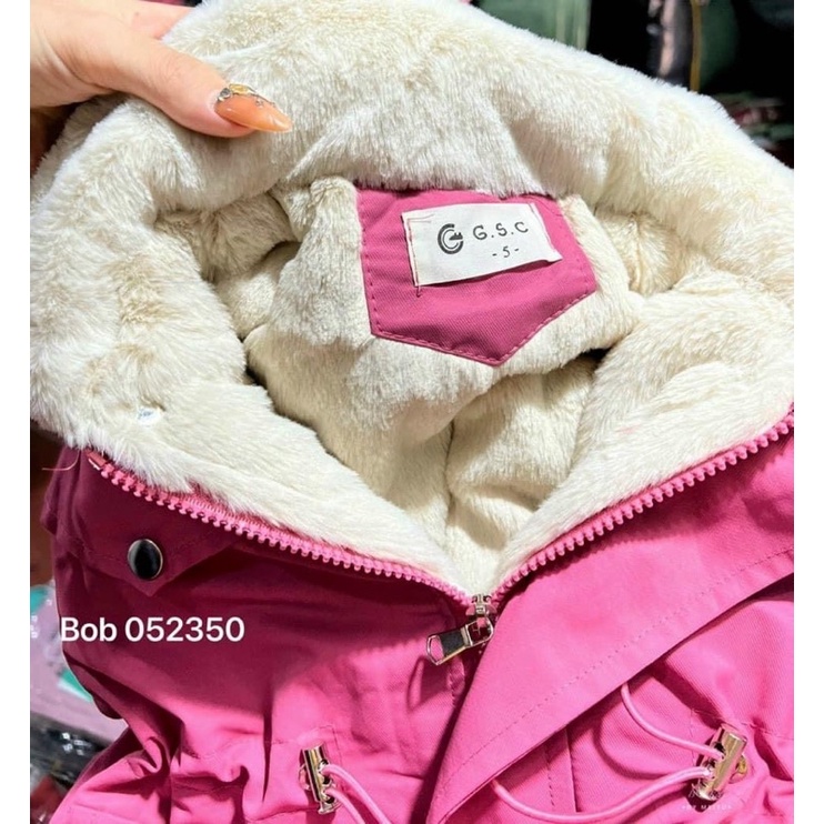 Áo parka lót lông QCCC màu hồng cho bé