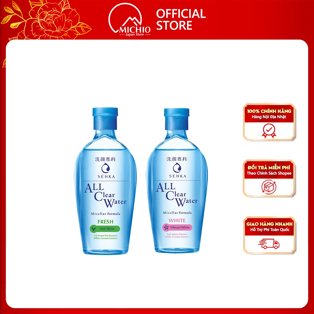 Nước Tẩy Trang Senka Nhật Bản 230ml, Nước tẩy trang perfect whip water micellar