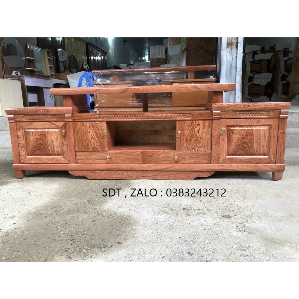 kệ tivi gỗ hương đá 2m phòng khách