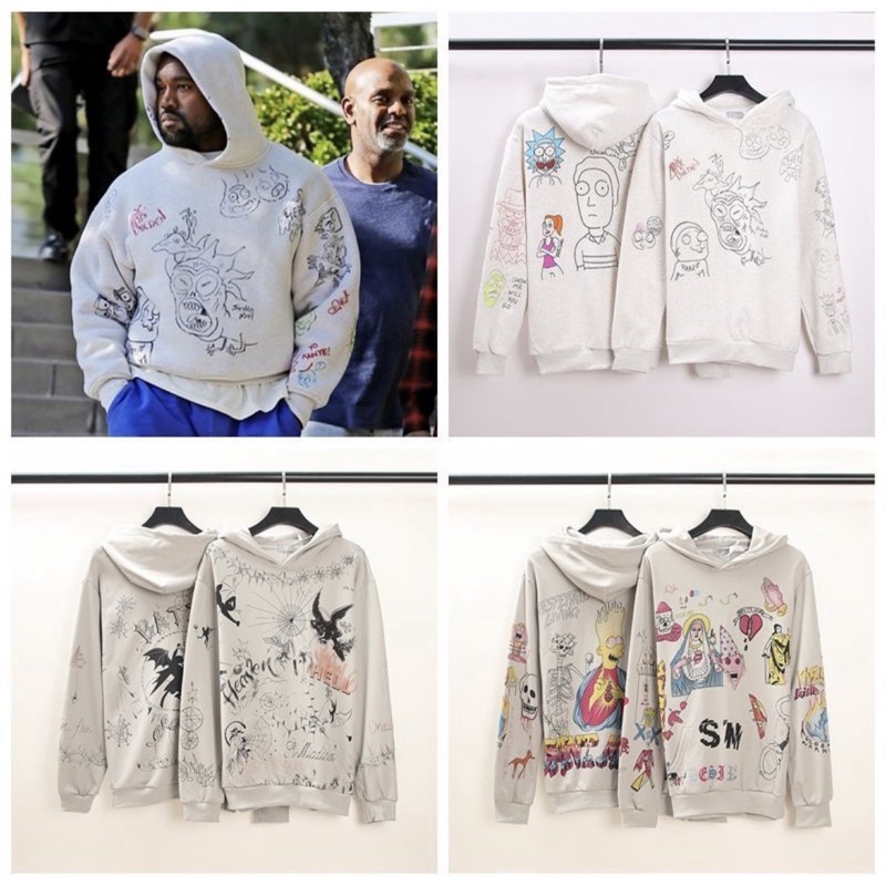 Áo hoodie Kanye West graffiti giống Lisa Blackpink