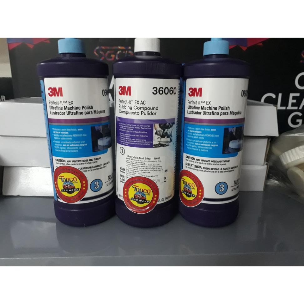 Bộ xi đánh bóng 3M dung tích 946ml bước 1,2,3  giúp đánh phá xước nhanh  tạo độ bóng cho bề mặt sơn
