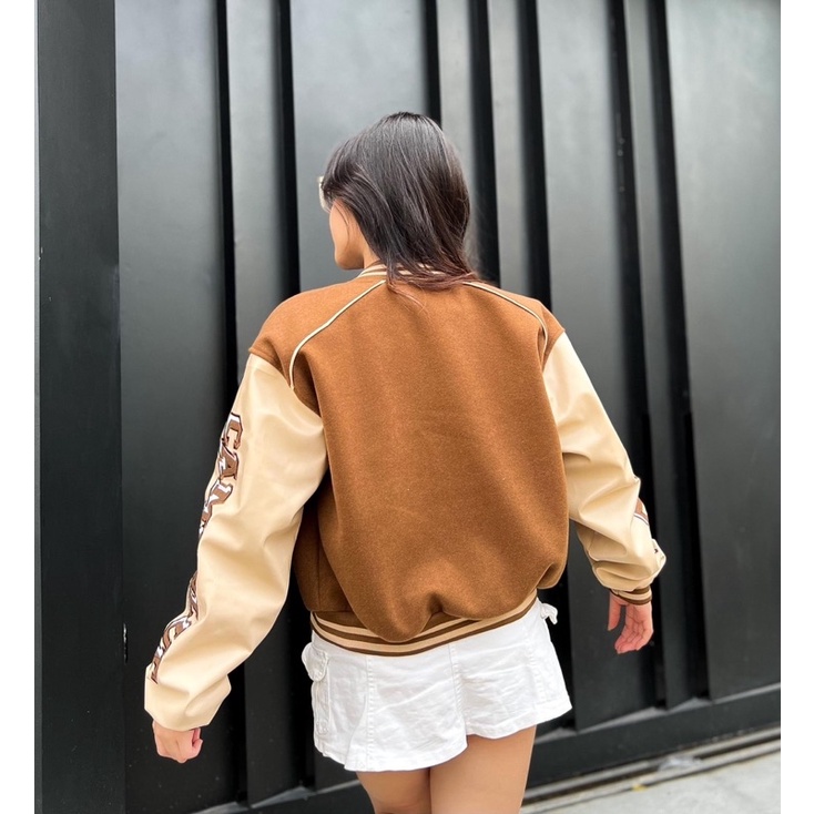 Áo khoác Bomber Nỉ Bông lót dù CB màu NÂU/Nam nữ unisex/Áo Jacket phong cách Ullzang 🖤
