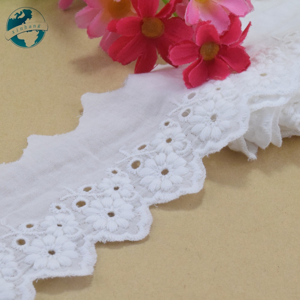 Cuộn Ren Ruy Băng mini Rộng 100% cotton Rộng 5cm Dùng Trang Trí Đầm diy 4210