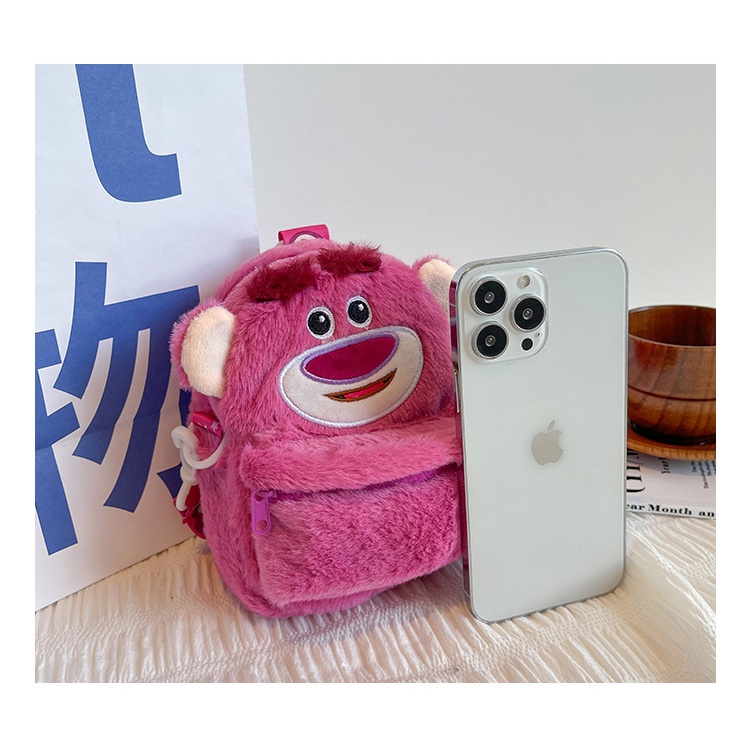 Túi Đeo Chéo Mini Hình Gấu Dâu Tây Hoạt Hình Nhồi Bông Dễ Thương Cho Nữ