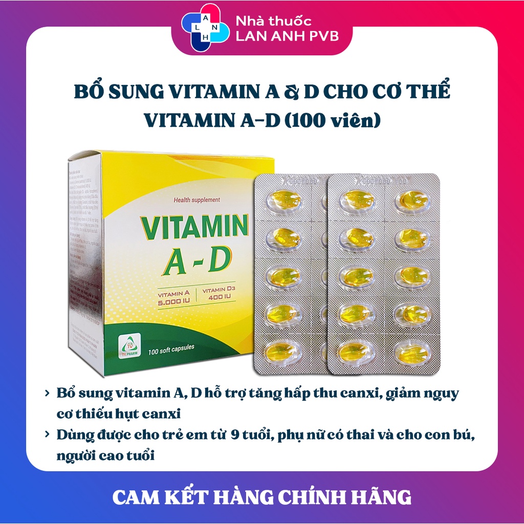 VITAMIN A - D TVPharm - Bổ sung vitamin A, D cho cơ thể.