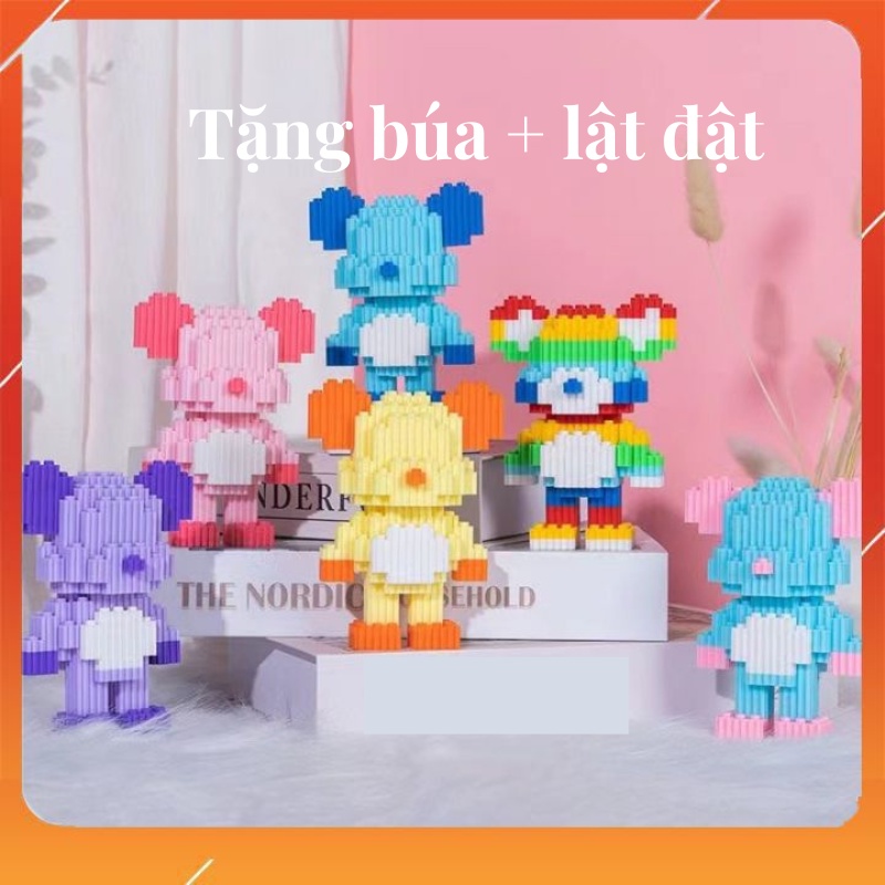 Đồ chơi xếp hình bearbrick 13cm và 12 con giáp tặng búa + lật đật, quà tặng, quà sinh nhật (Sản phẩm kèm hộp)