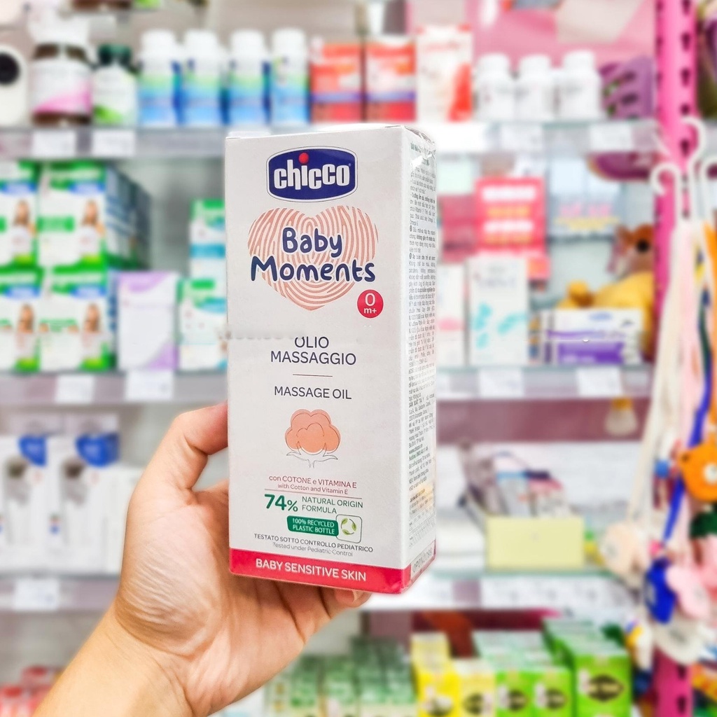 Dầu Matxa Chiết Xuất Hạt Bông Chicco - Dầu Mát Xa Cho Bé Sơ Sinh - 200ml Chicco+ (0m+) - 8058664129331