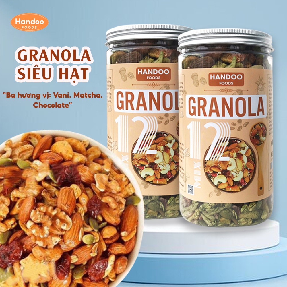 Granola Siêu Hạt Mật Dừa HANDOO FOOD Mix 12 Loại Hạt