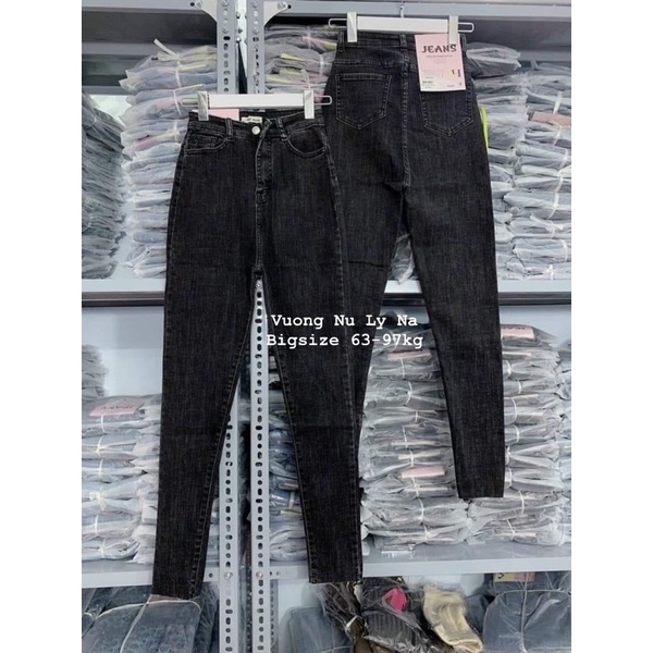 Dài Jean Xám Muối Tiêu Thời Trang Lưng Cao- Co Giãn