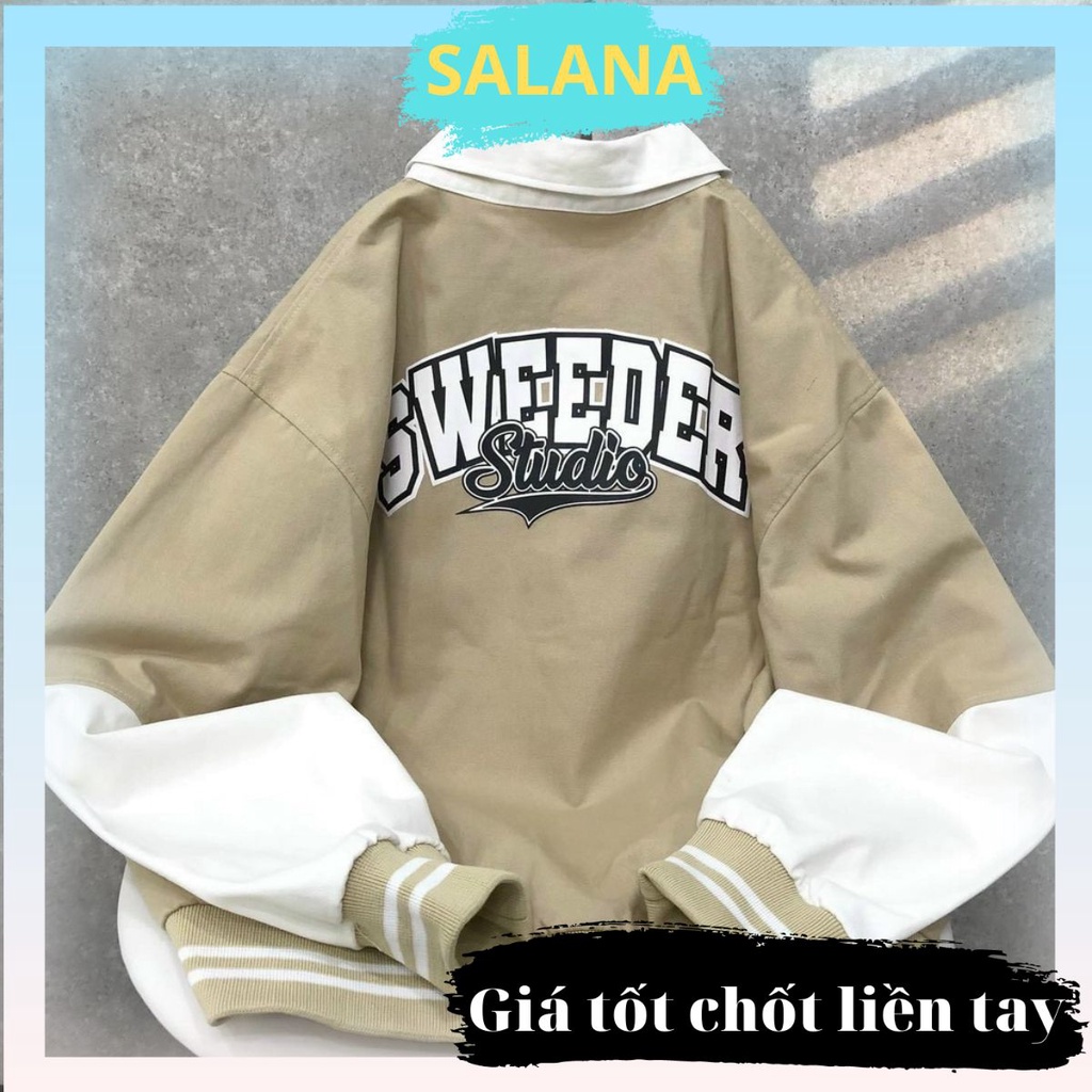 Áo Khoác Dù Nam Nữ Cổ Sơ Mi Độc Đáo, In Chữ Sweeder Studio Cá Tính SALANA