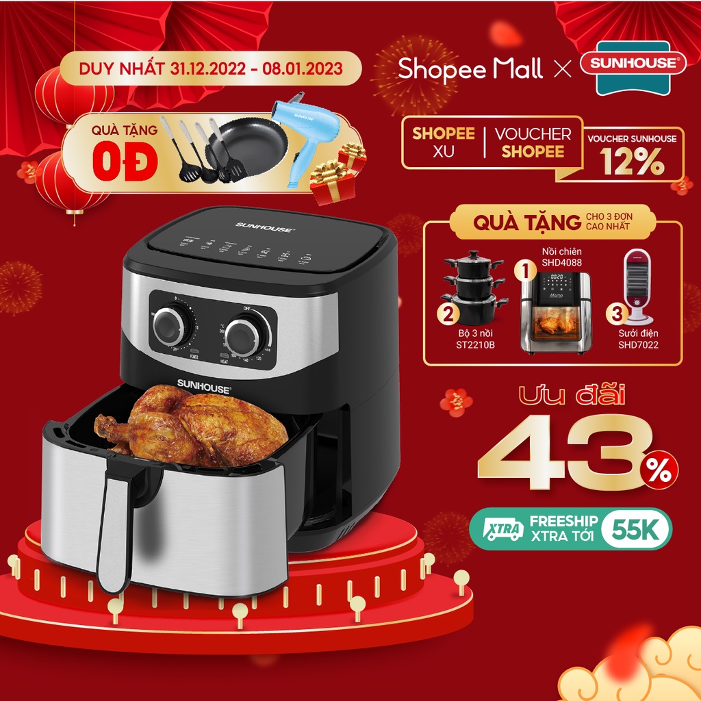 Nồi Chiên Không Dầu 9L SUNHOUSE SHD4035