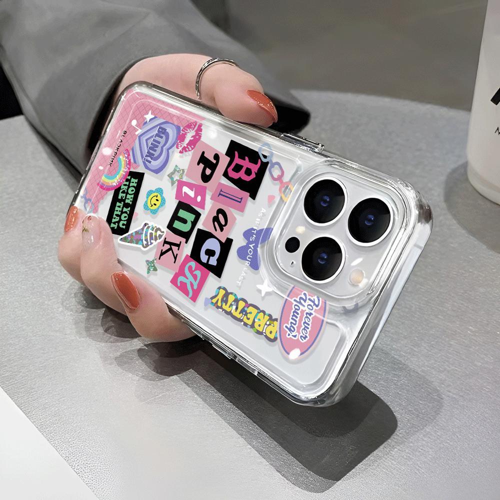 Ốp Điện Thoại Trong Suốt Họa Tiết Trái Tim Màu Hồng Cho iphone 14promax 11 13 12 7Plus 7 X XS Max