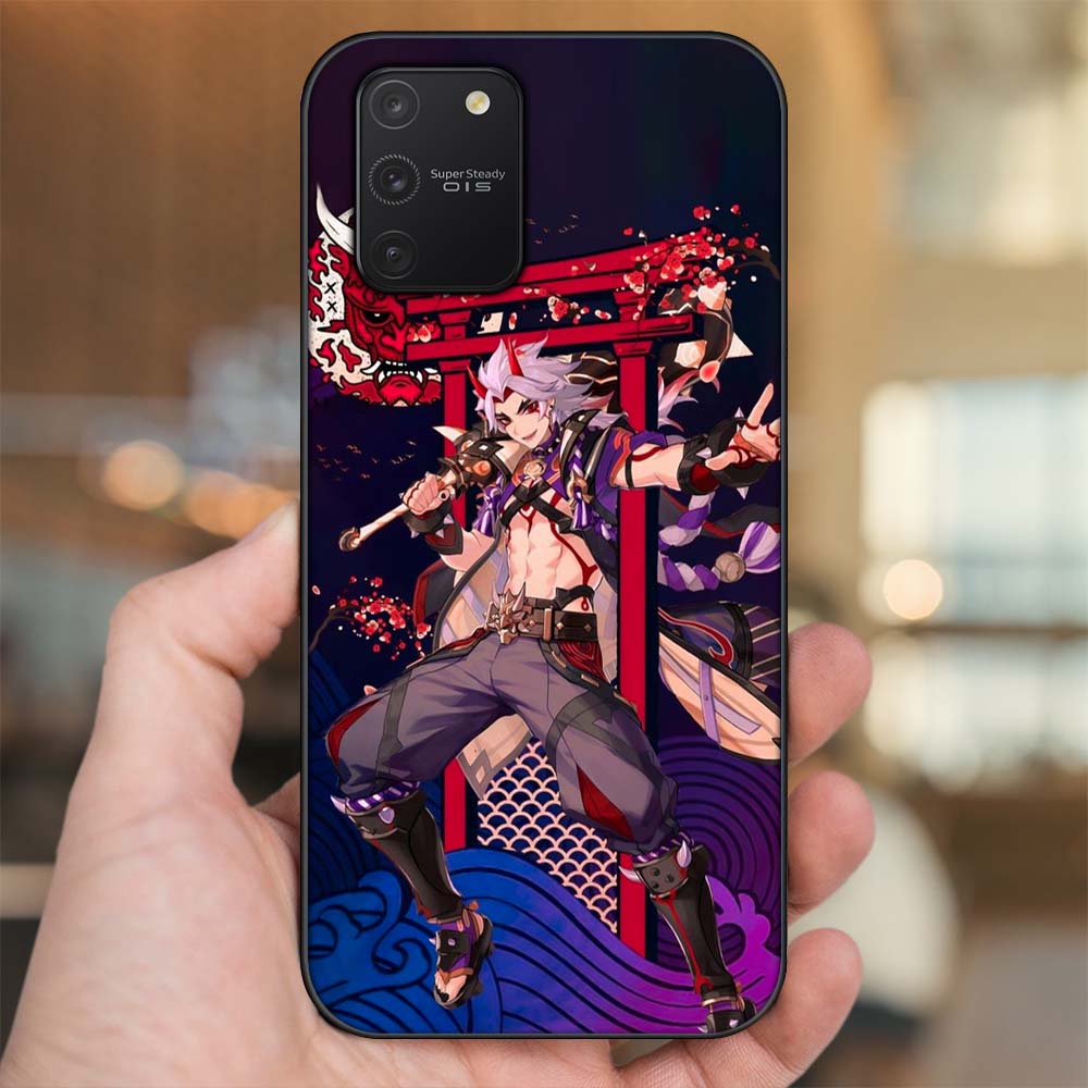 Ốp lưng Samsung S10 Lite viền đen in hình Arataki Itto Genshin Impact