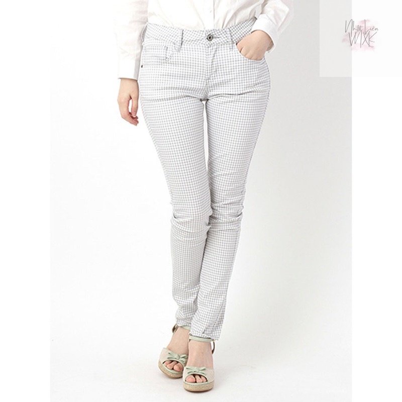 Quần Kaki Skinny EARTH Music&Ecology Hàng Xuất Dư Nhật Xịn Cao Cấp Dáng Ôm Chất Siêu Mịn Đẹp Caro Nhạt