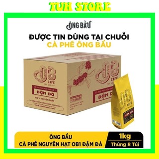 Thùng 8 túi-cà phê nguyên hạt ông bầu đậm đà, túi 1kg-ông bầu cà phê,cafe ông bầu-tuhstore