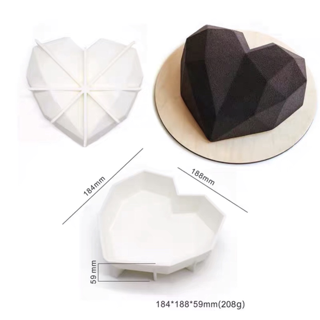 Khuôn silicon Trái Tim Kim Cương Size to 18cm