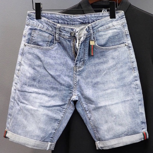 Quần short jean nam màu xanh phối rách, quần sọt nam co giãn chất bò mịn xịn thời trang Tô Tồ Shop - MQ238