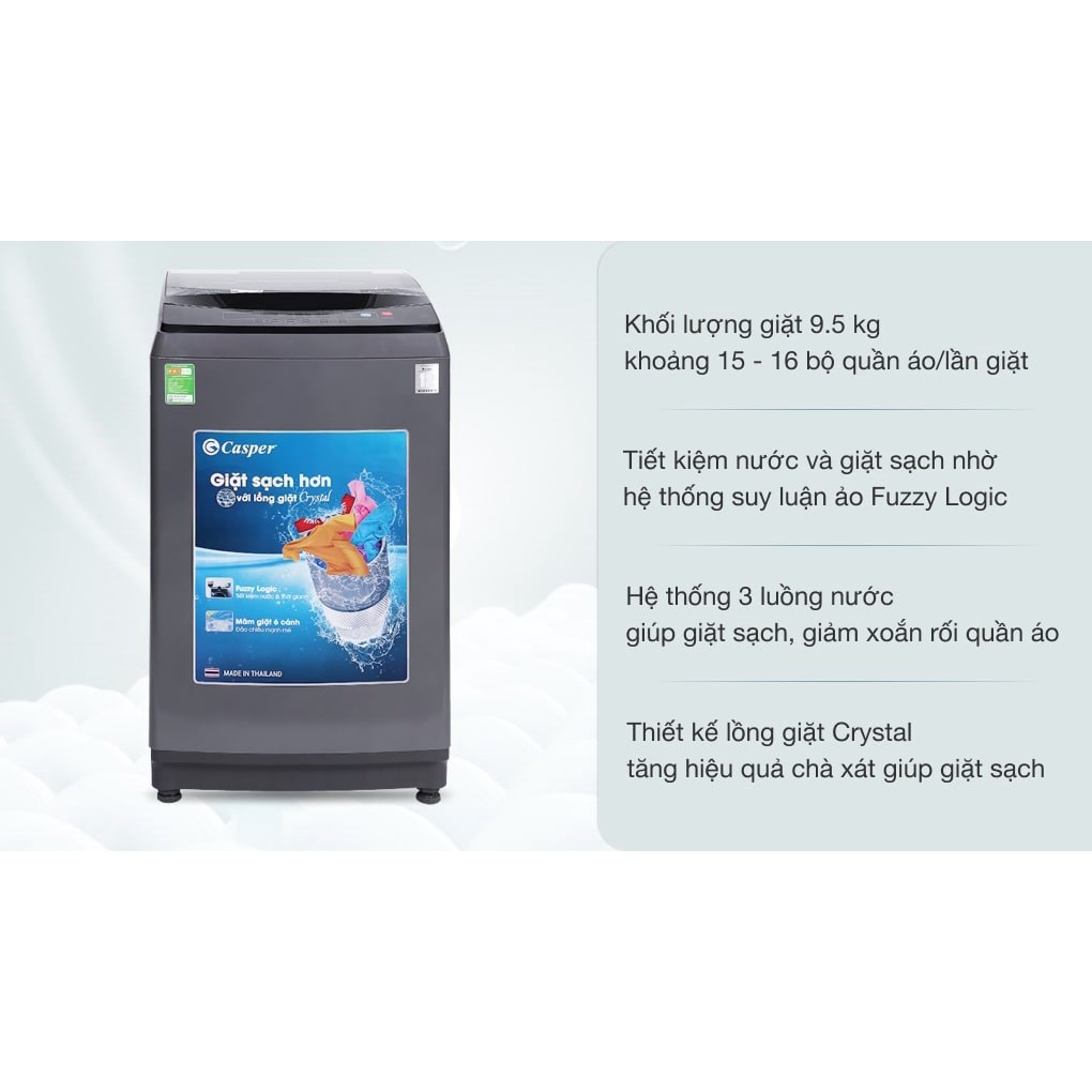 Máy giặt Casper 9.5 kg WT-95N68BGA - Hàng chính hãng