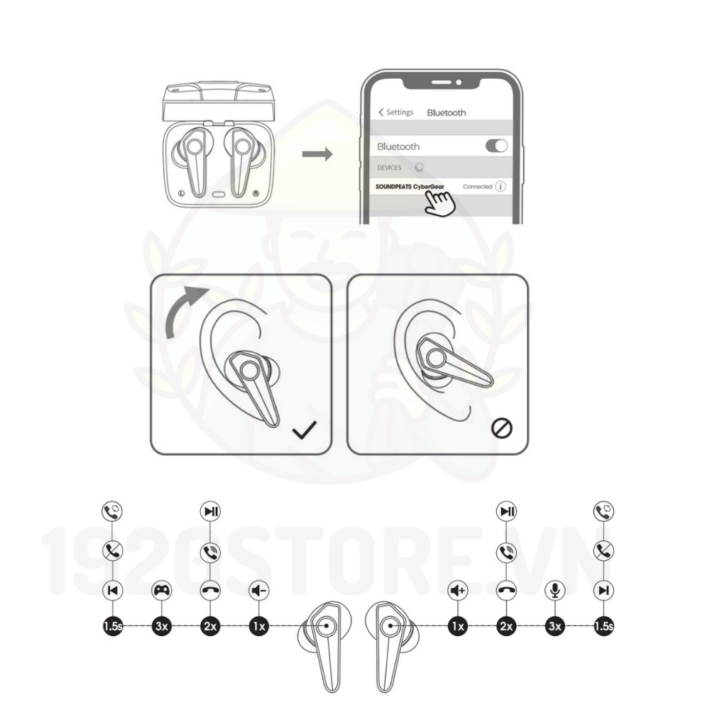 Tai Nghe Bluetooth True Wireless SoundPEATS CyberGear Bluetooth 5.3, Độ Trễ 45ms - Chính Hãng BH 12 Tháng