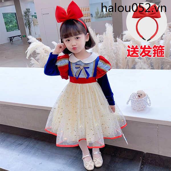 Đầm Hóa Trang Công Chúa Bạch Tuyết / Elsa Thời Trang Mùa Thu Cho Bé Gái