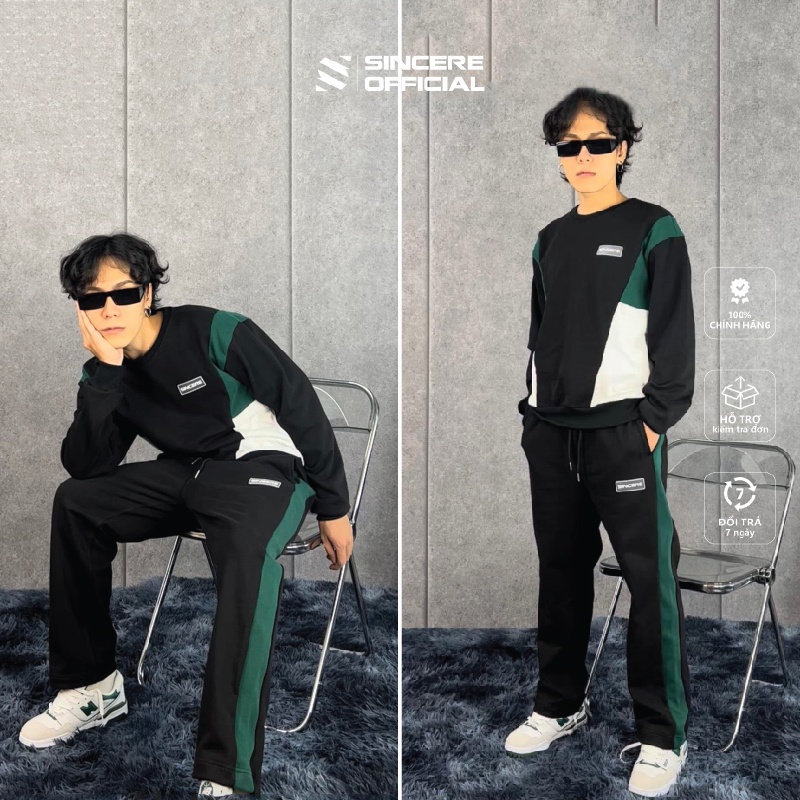 Bộ Thể Thao Dài Nam Chất Liệu Cao Cấp Sincere Set Nỉ Unisex Thu Đông Style Cá Tính Phối Màu Set-03