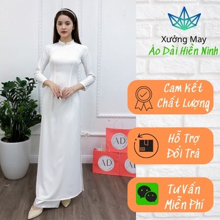 Áo dài trắng học sinh, sinh viên - áo dài trắng cách tân may sẵn lụa cao cấp cổ vuông-ms06