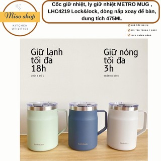 Cốc giữ nhiệt để bàn METRO MUG LHC4219 Lock&lock, dung tích 475ML, 3 màu pastel