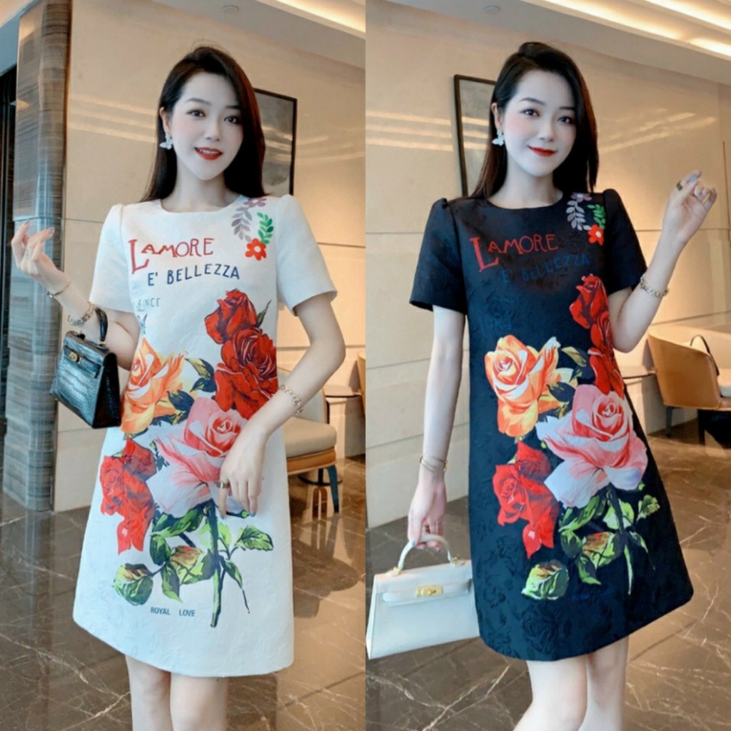 ĐẦM SUÔNG LỤA IN HOA 3D - YB221208