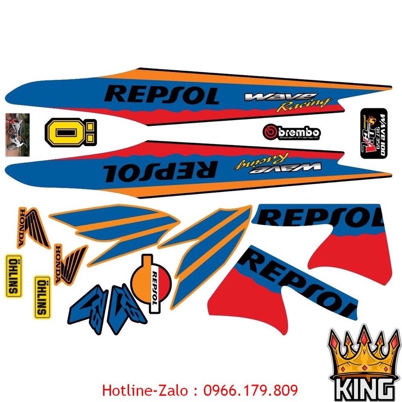 Tem Rời Wave 110, 100cc, 50cc REPJOL Đen nền trắng ⚜️