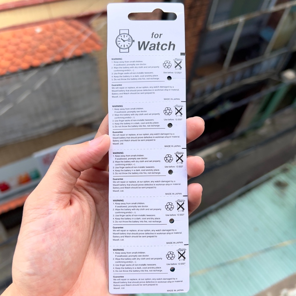 Vỉ 5 Viên Pin SR616SW / 321 Maxell Nhật Bản 1.55V Đồng Hồ Đeo Tay