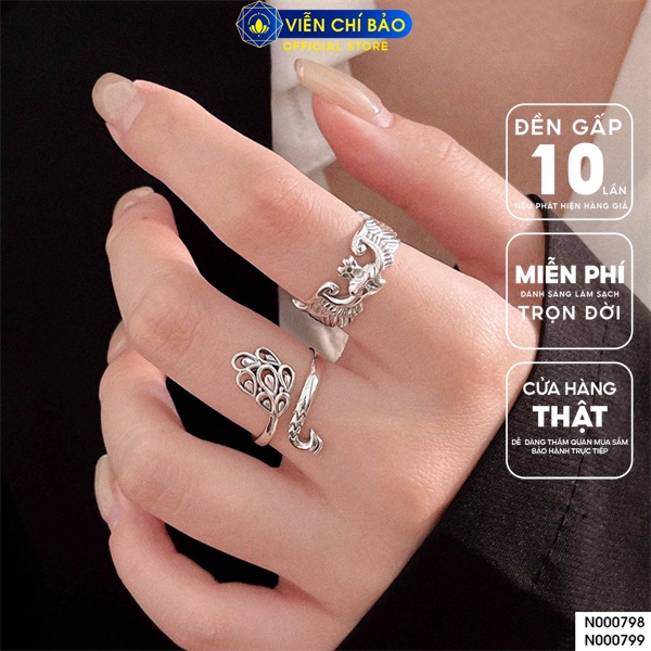 Nhẫn khổng tước cách điệu NEW chất liệu bạc Thái 925 thời trang phụ kiện trang sức nữ Viễn Chí Bảo N000799