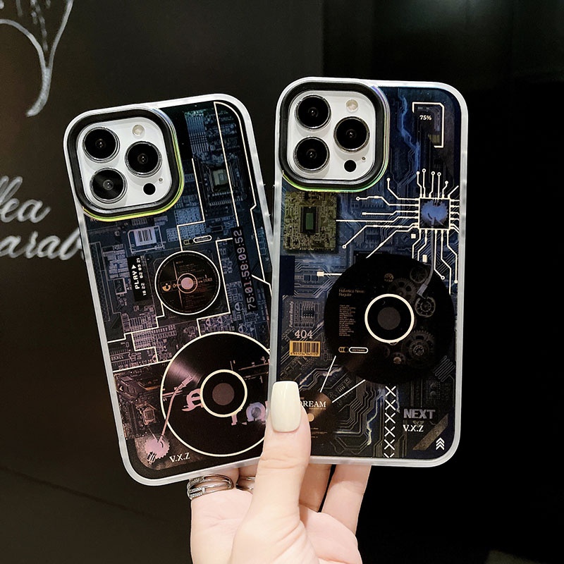 Ốp Điện Thoại TPU + Acrylic Mạ Vàng Hình Bảng Mạch Nhạc Cho iPhone 11 12 13 Pro Max